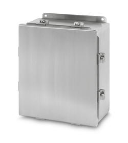 Austin JIC Clamp Cover Type 304 Stainless Steel NEMA 4X (JFCX) box Cabinets Enclosures Housings are Underwriters Laboratories Listed and are designed for housing electrical components in highly corrosive environments. They are designed for indoor or outdoor use primarily to provide a degree of protection against corrosion, windblown dust and rain, splashing water, hose directed water and damage from external ice formation.